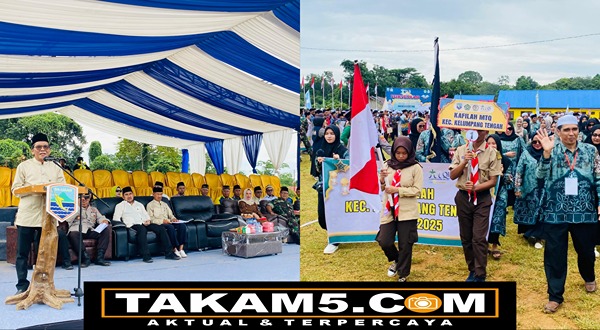Sekda Kotabaru memberikan sambutan dalam pembukaan MTQ Nasional ke-55 di Kecamatan Pulau Sebuku, diikuti oleh pawai ta’aruf yang meriah.