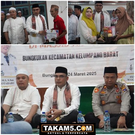 Wakil Bupati Kotabaru saat acara safari Ramadhan dan membagikan berbagai bantuan ke warga (Sumber Dok: Kominfoktb)